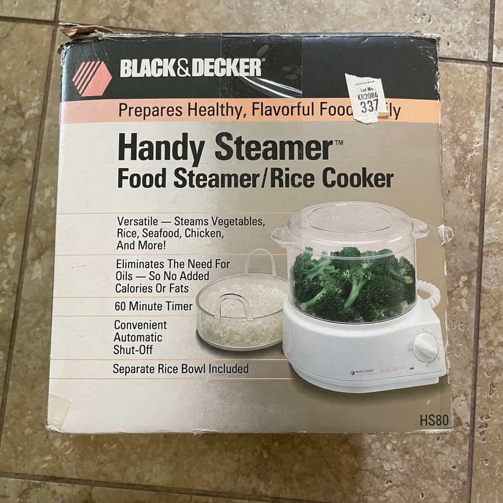 Black & Decker Handy Steamer Food Steamer Rice Cooker White HS80 60 Minute Timer